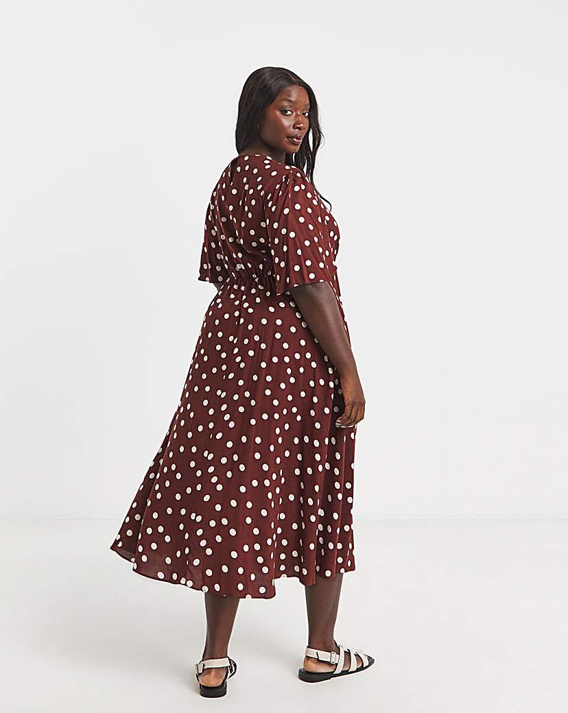 Chocolate Spot Print Viscose Midi Dress