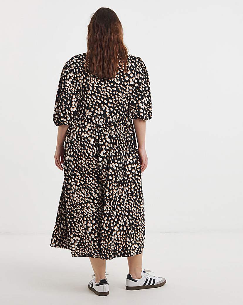 Black Print Supersoft Wrap Midi Dress