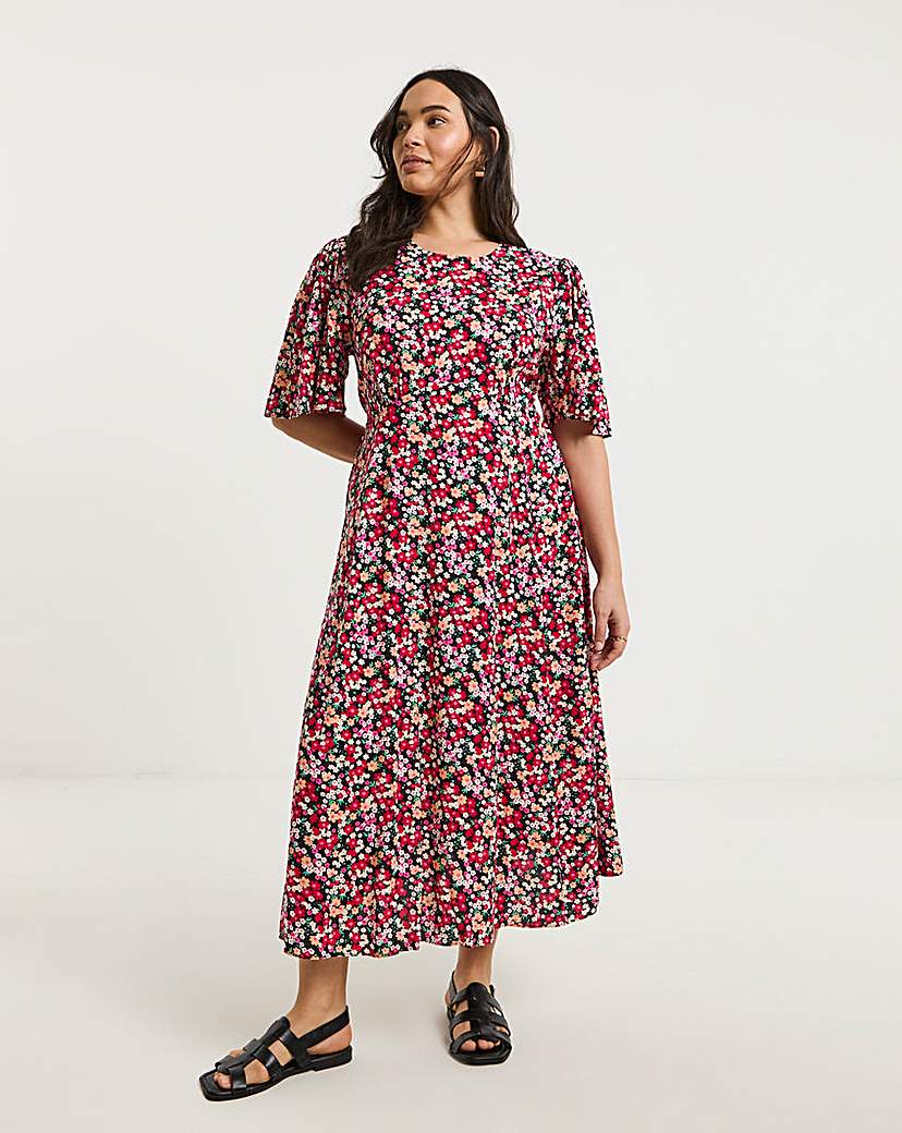 Ditsy Floral Print Midi Dress