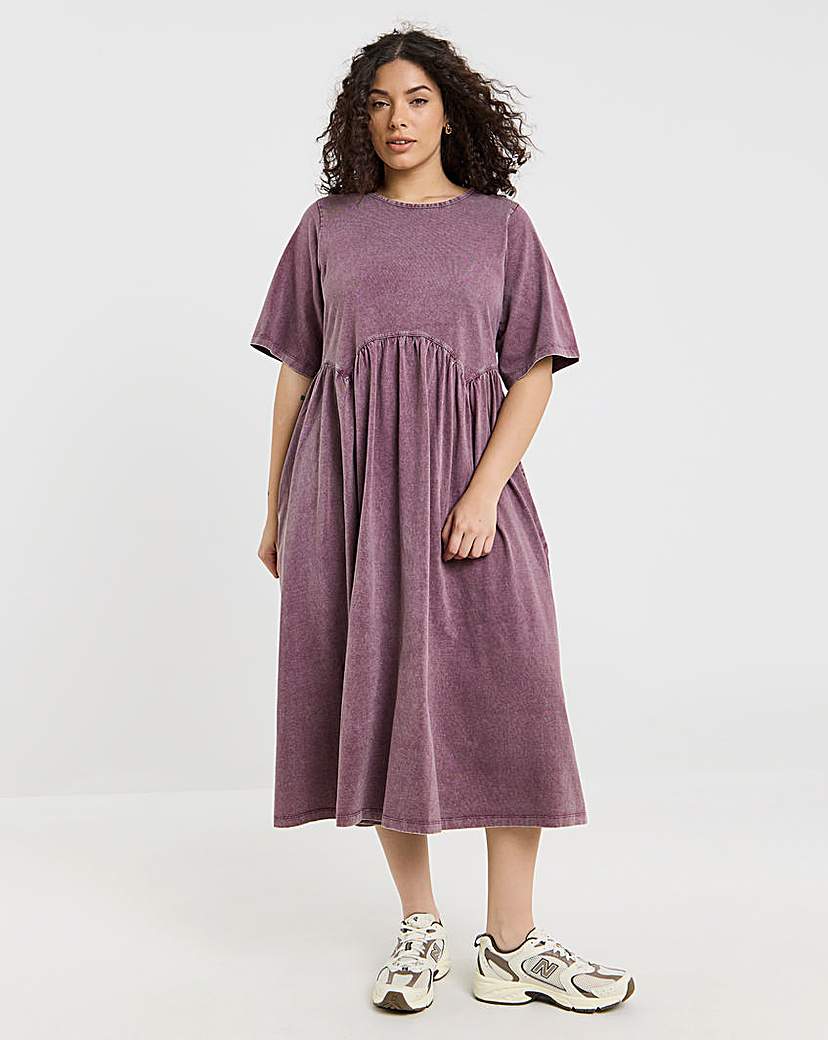 New In - Acid Wash Pocket Midi Dress