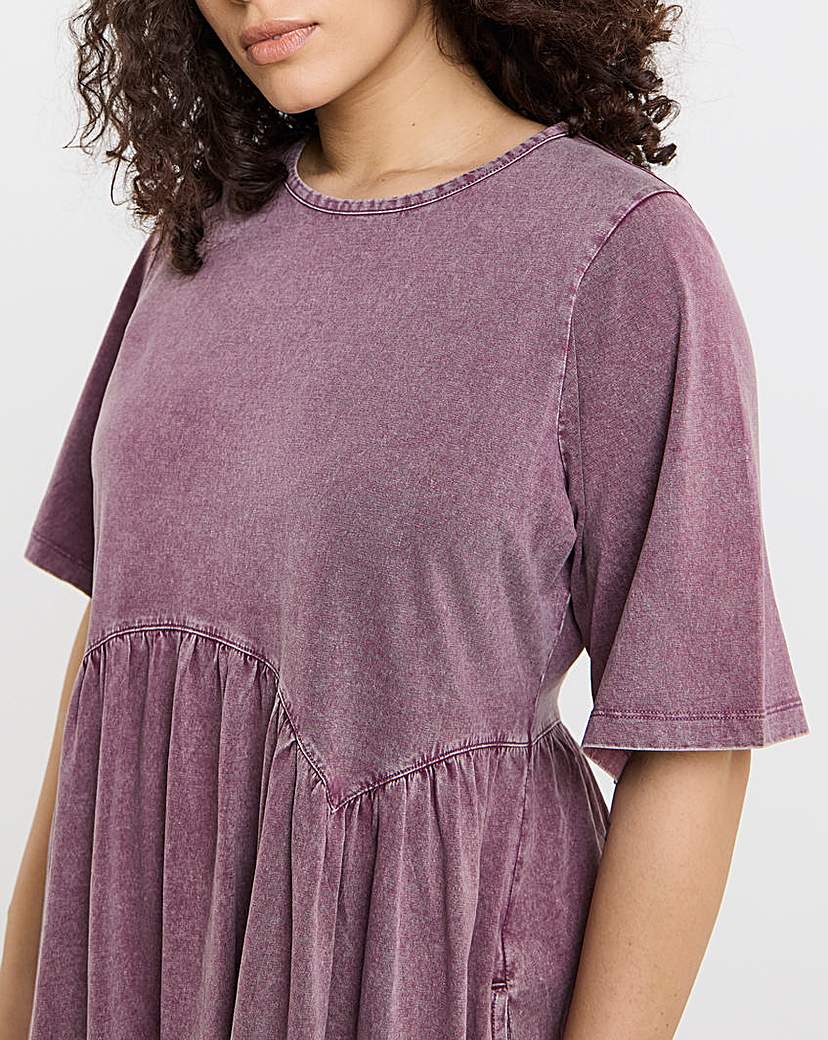 Acid Wash Pocket Midi Dress