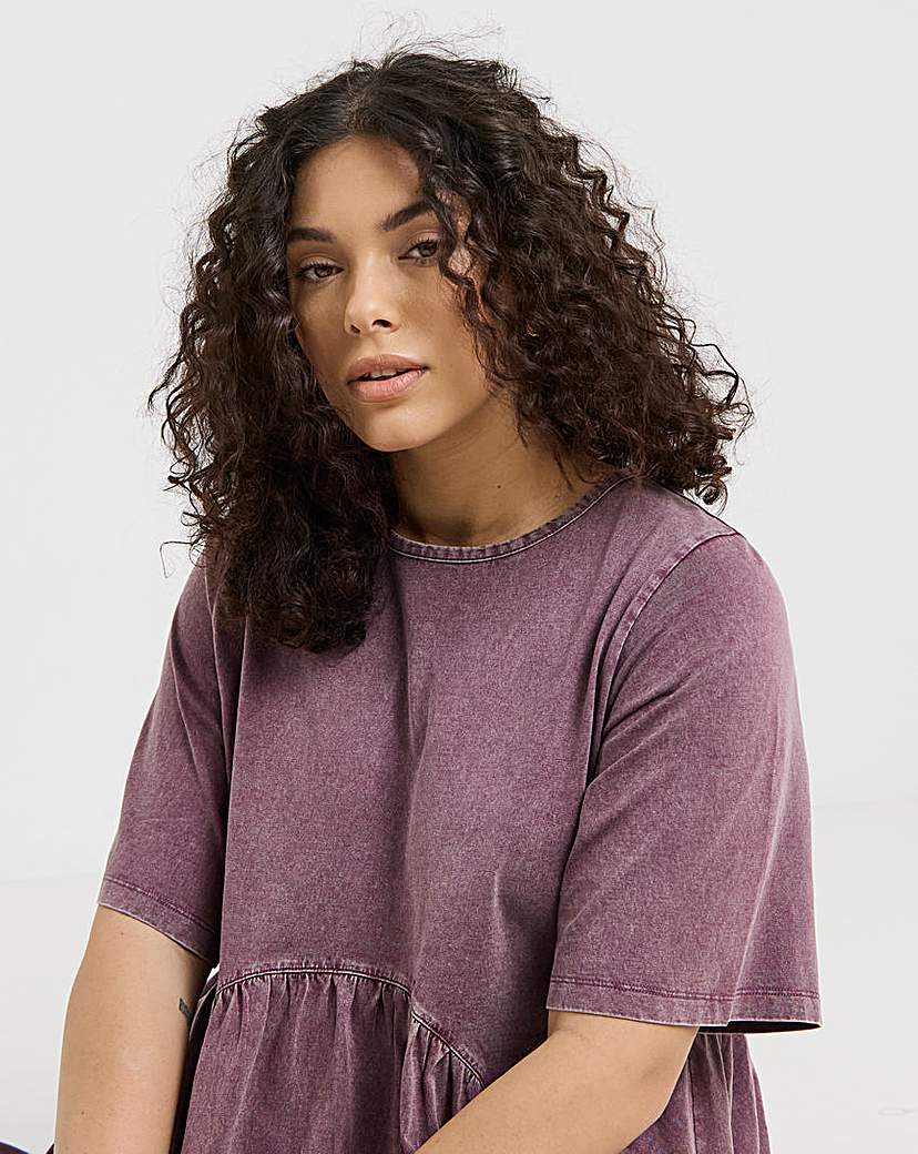 Acid Wash Pocket Midi Dress
