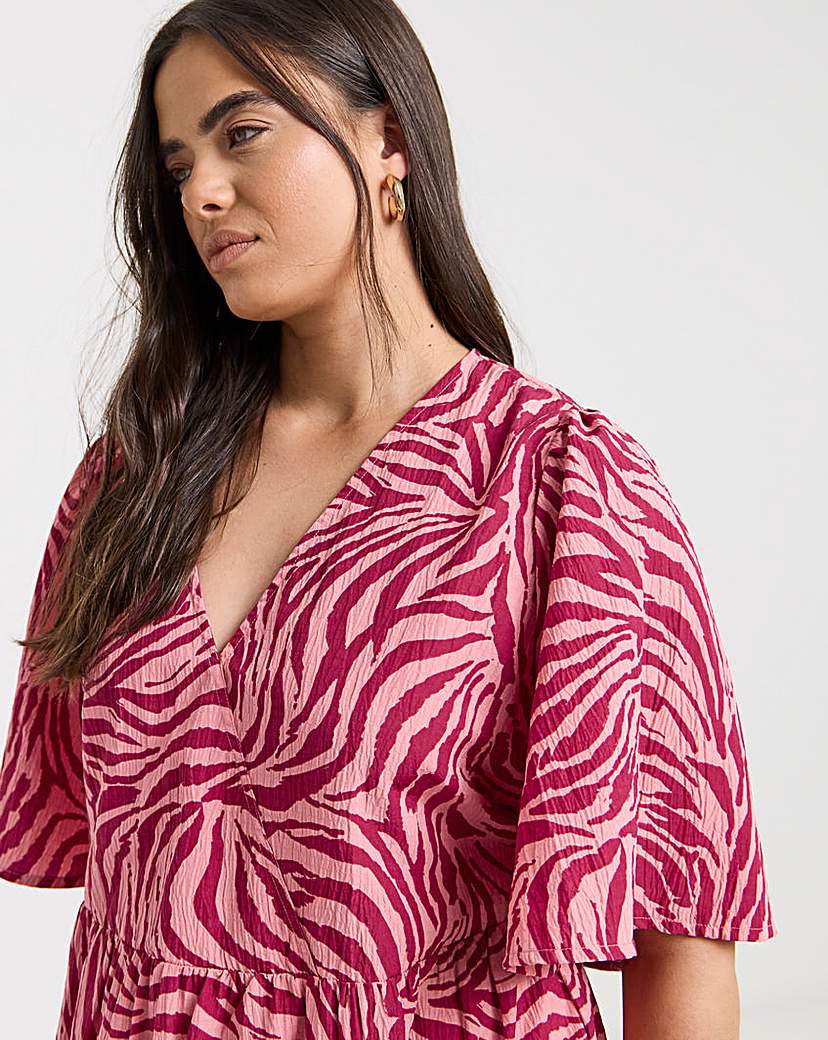 Zebra Print Wrap Midi Dress