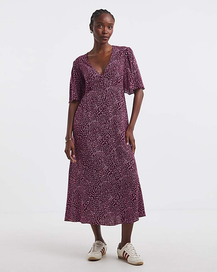 New In - Spun Viscose Button Up Midi Dress