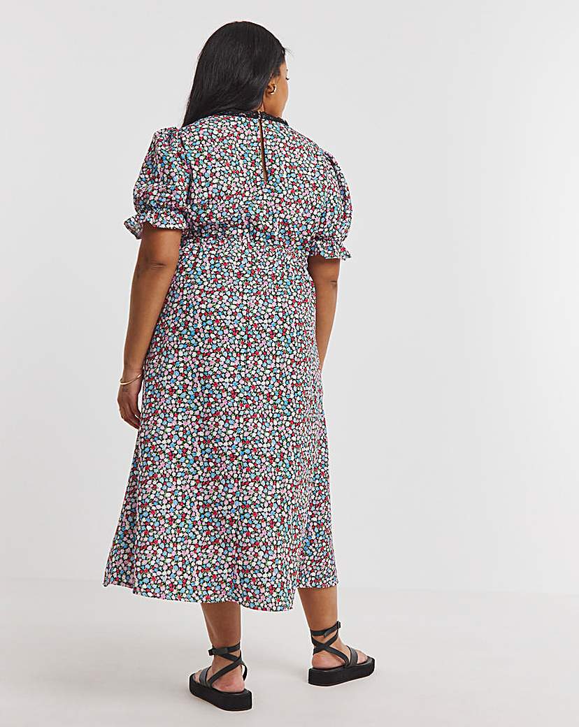 Lace Trim Midi Dress