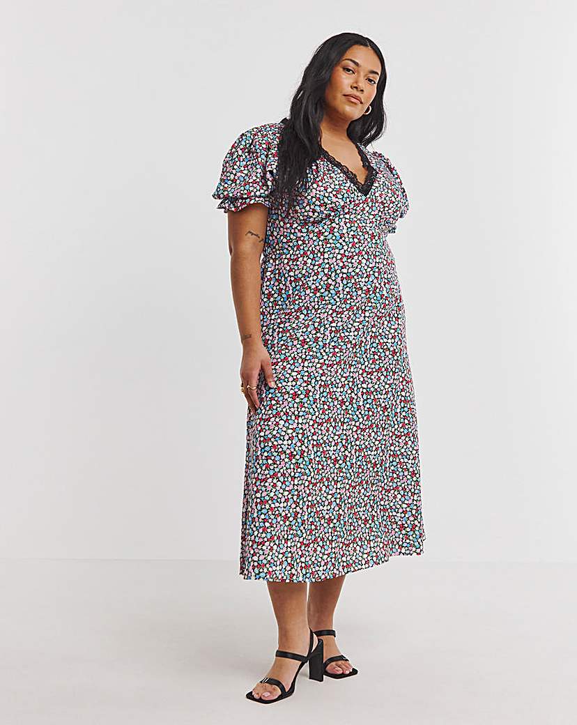 Lace Trim Midi Dress
