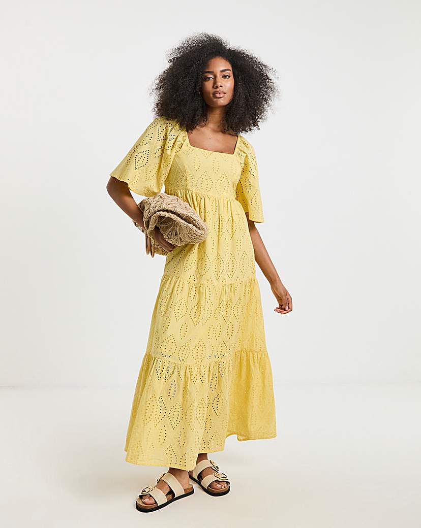 New In - Yellow Broderie Maxi Dress