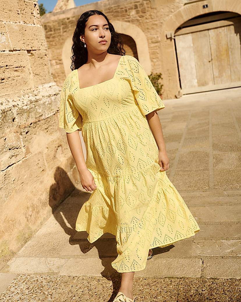 Simply Be Yellow Broderie Maxi Dress
