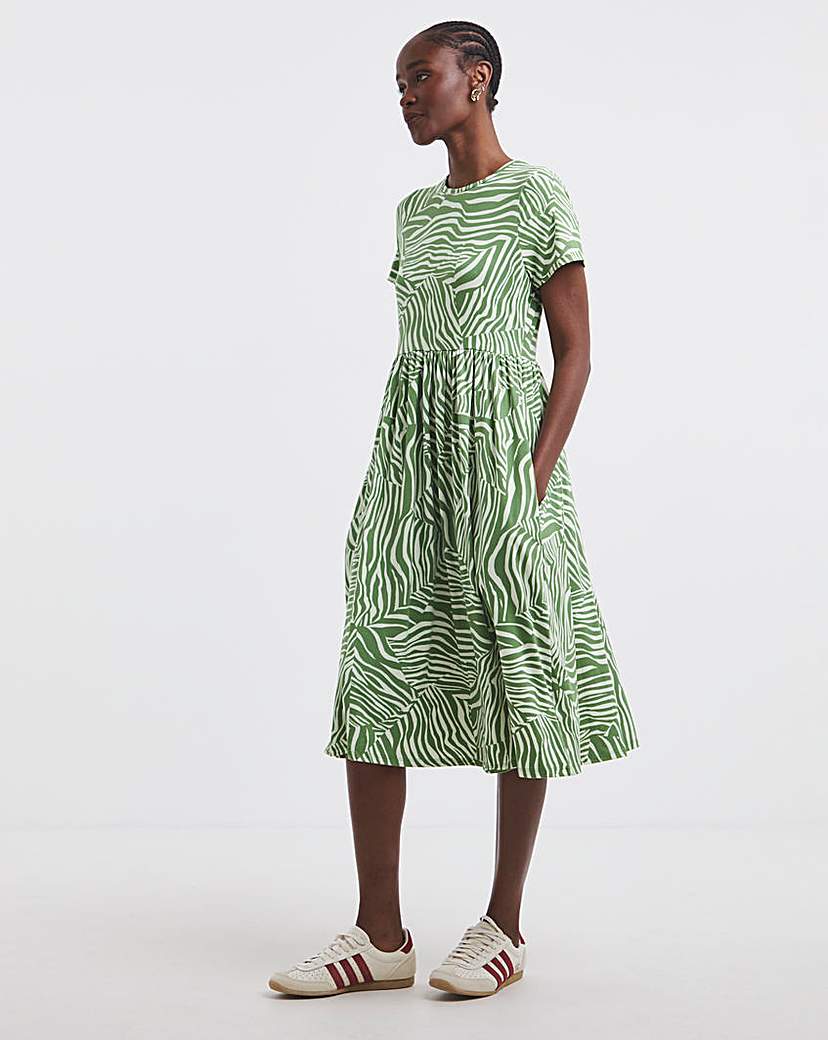 New In - Olive Print Supersoft Pocket Midi Dress