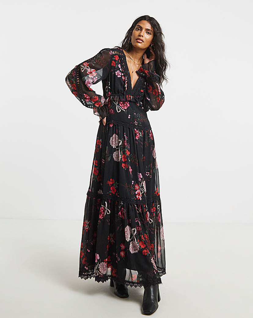New In - Simply Be Lace Trim Maxi Dress