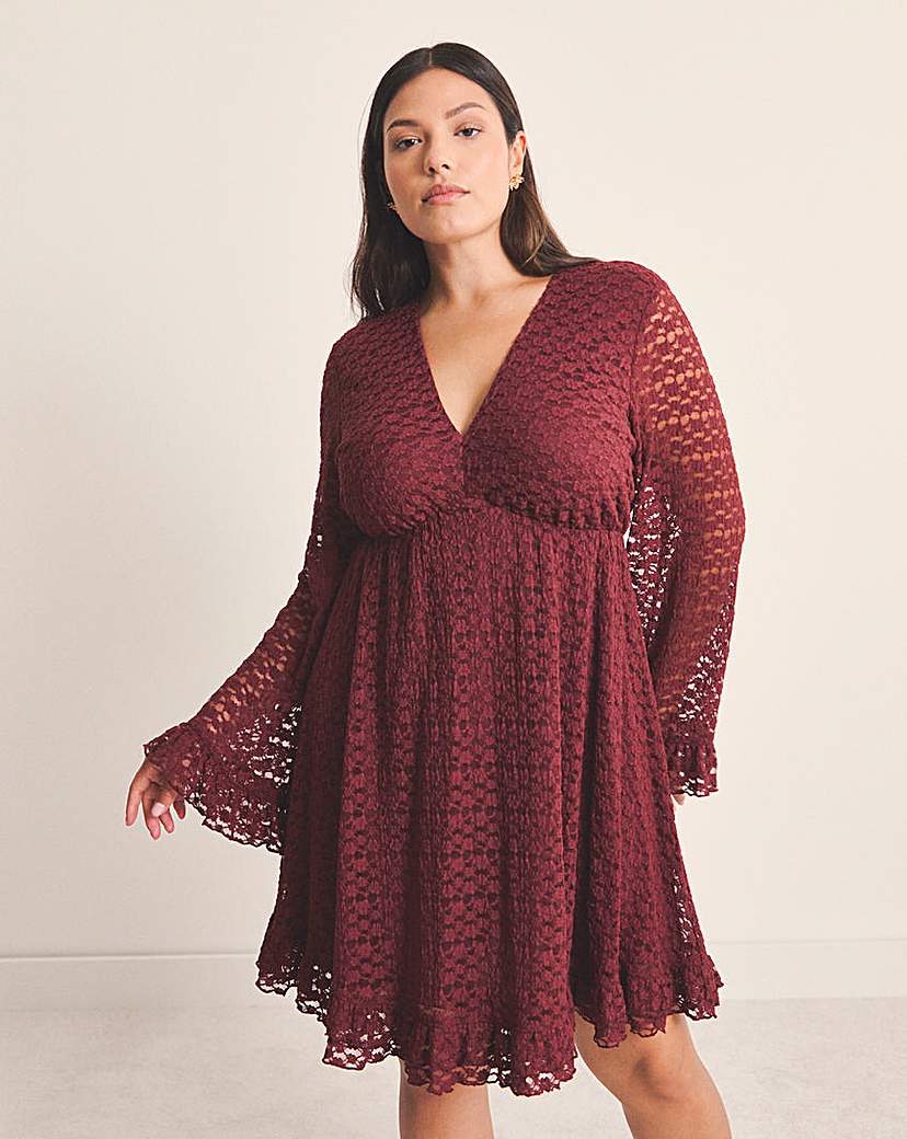 New In - Burgundy Lace Skater Dress
