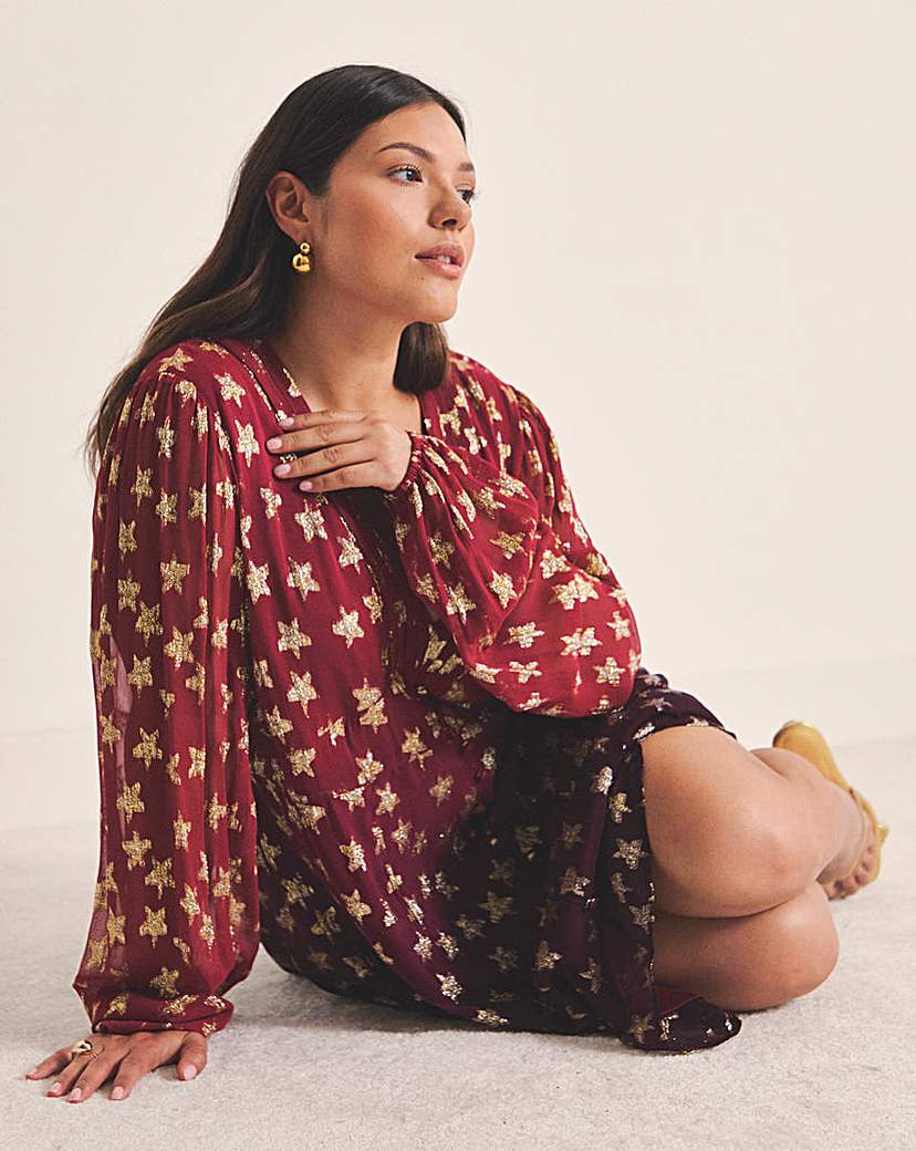 New In - Ombre Star Jacquard Skater Dress