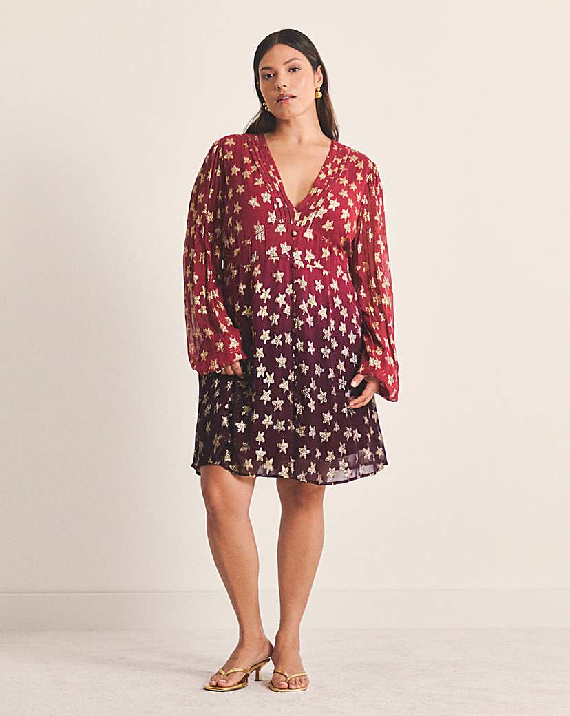 New In - Ombre Star Jacquard Skater Dress