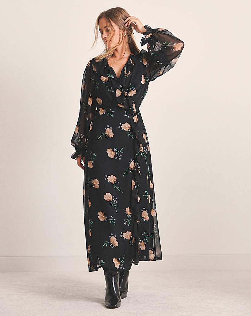 New In - Floral Print Wrap Midi Dress