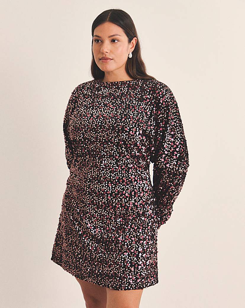 Burgundy Velour Sequin Mini Dress