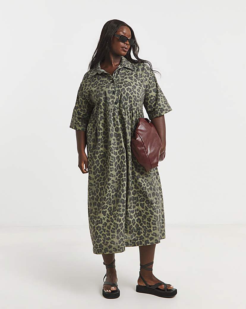 New In - Printed Shirt Dress With Pockets