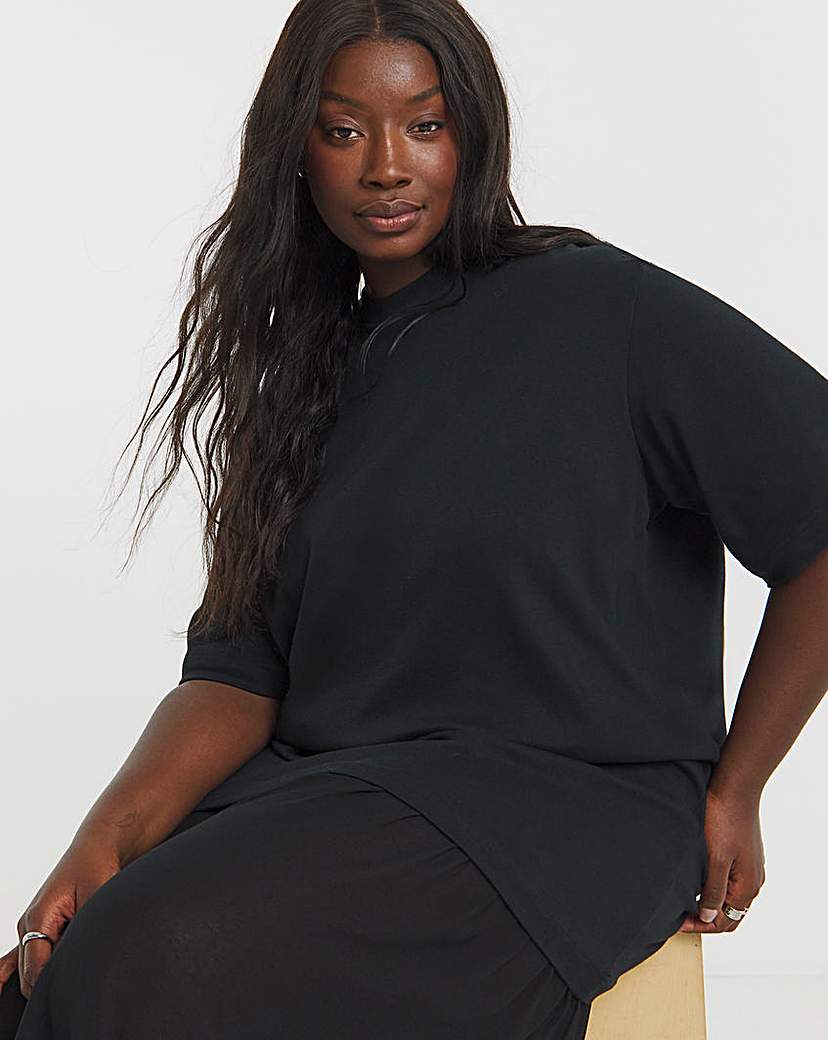2 in 1 T-Shirt Sheer Hem Midi Dress