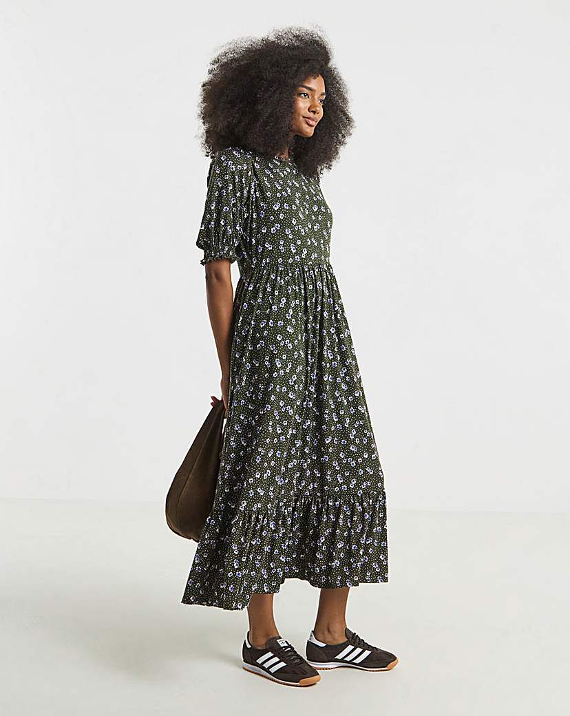 New In - Ditsy Print Supersoft Tiered Midi Dress