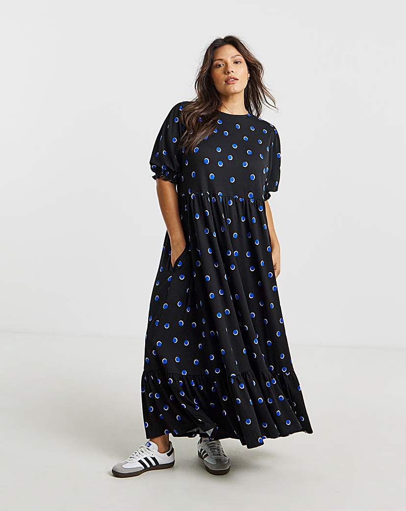 New In - Spot Print Supersoft Tiered Maxi Dress