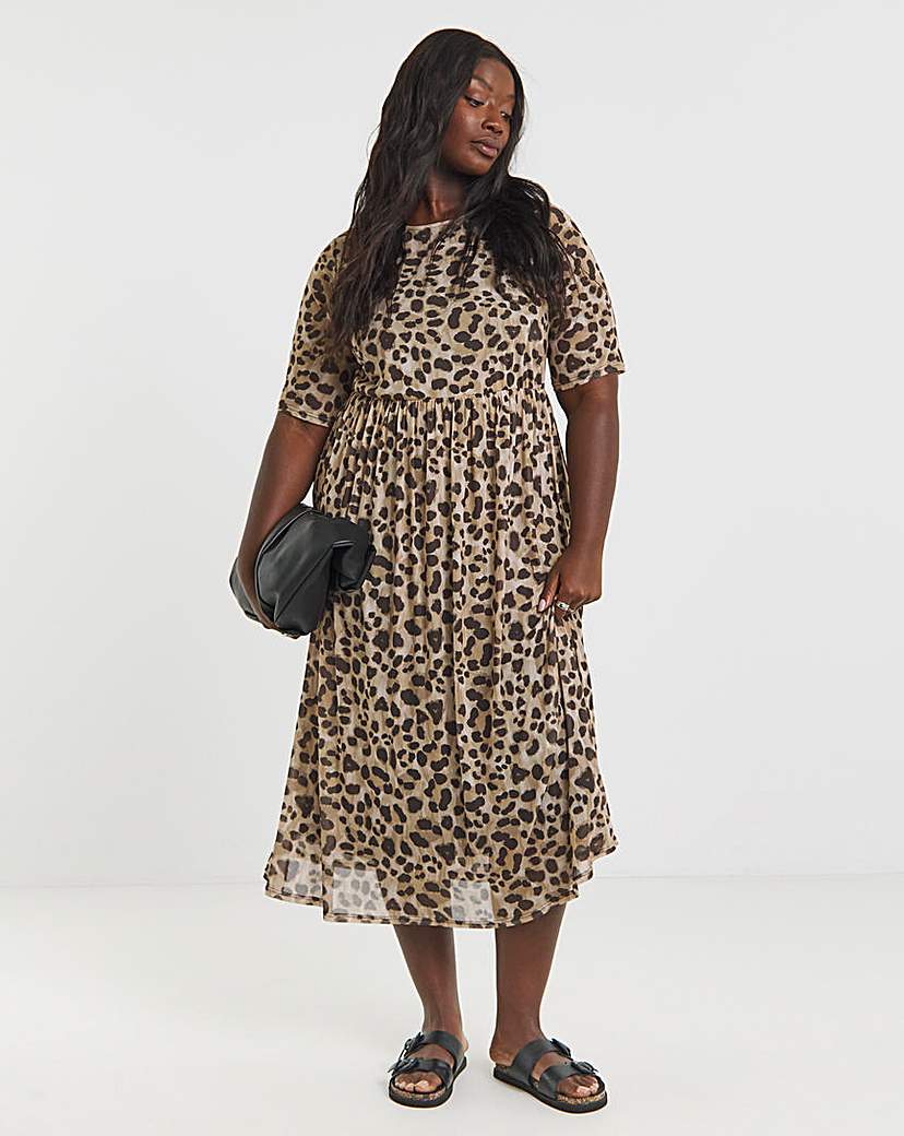 New In - Printed Mesh Midi Dress