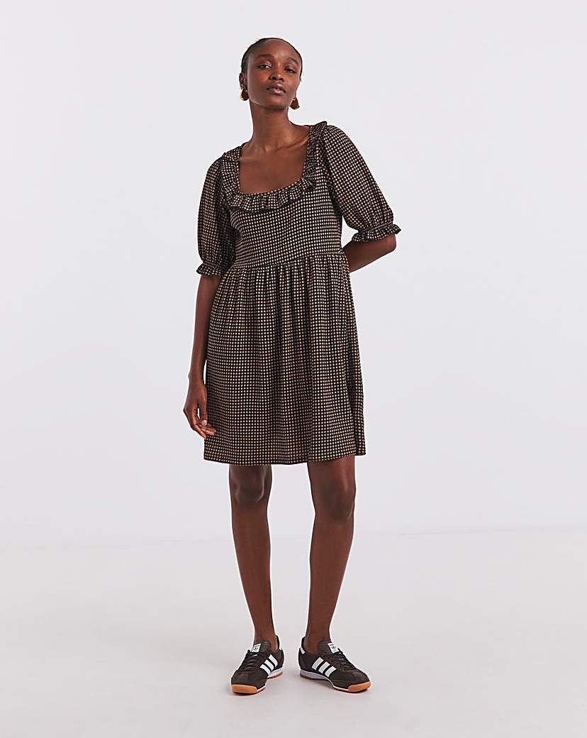 New In - Waffle Frill Detail Skater Dress