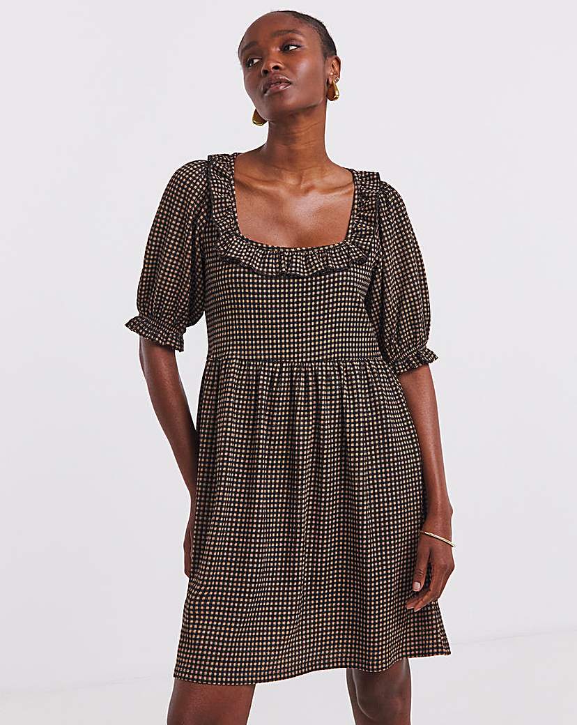New In - Waffle Frill Detail Skater Dress