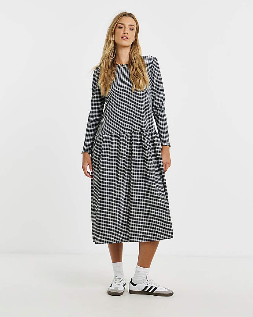 New In - Simply Be Check Drop Waist Midi Dress