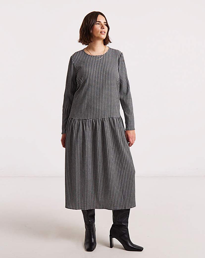 Simply Be Check Drop Waist Midi Dress