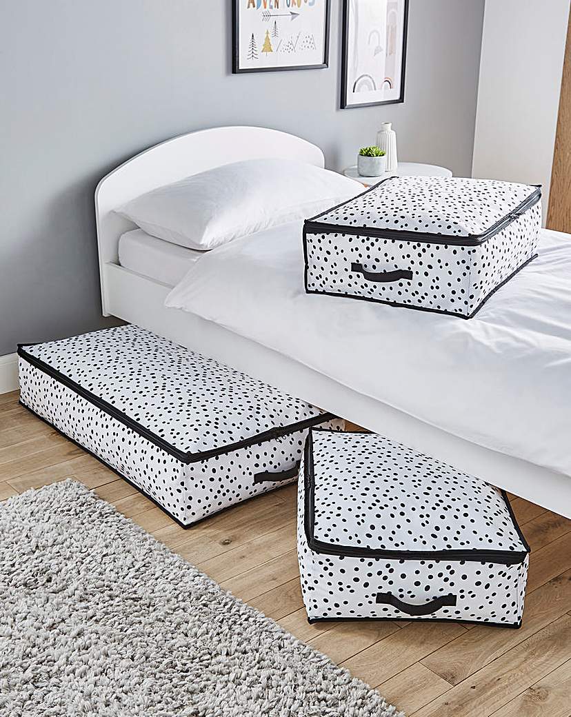 Set of 3 Spotty Underbed Storage Boxes