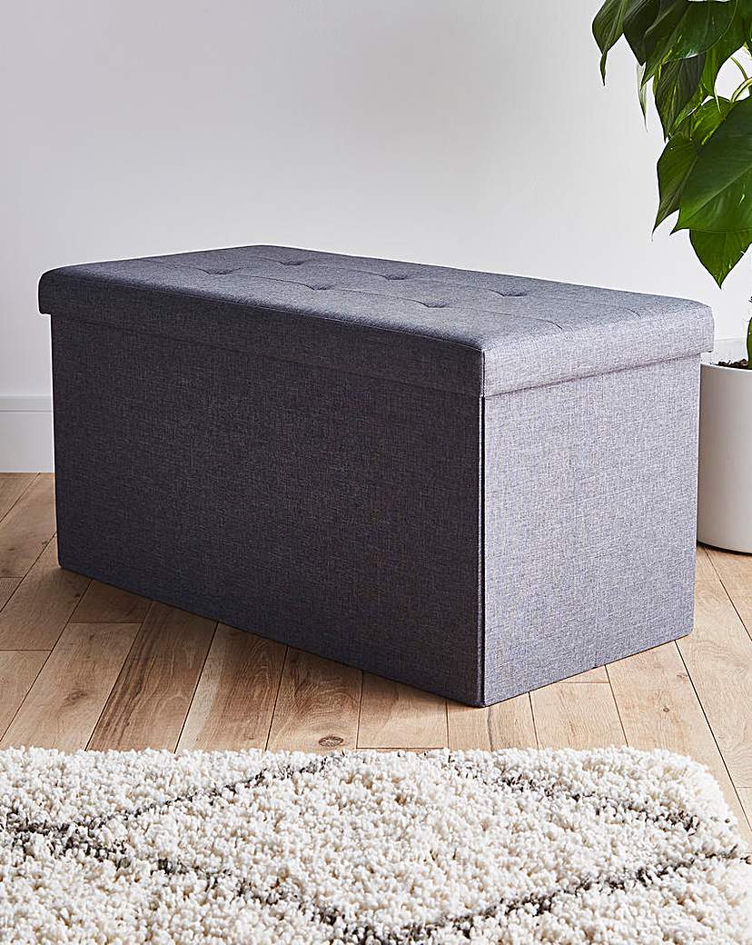 Charcoal Fabric Storage Ottoman