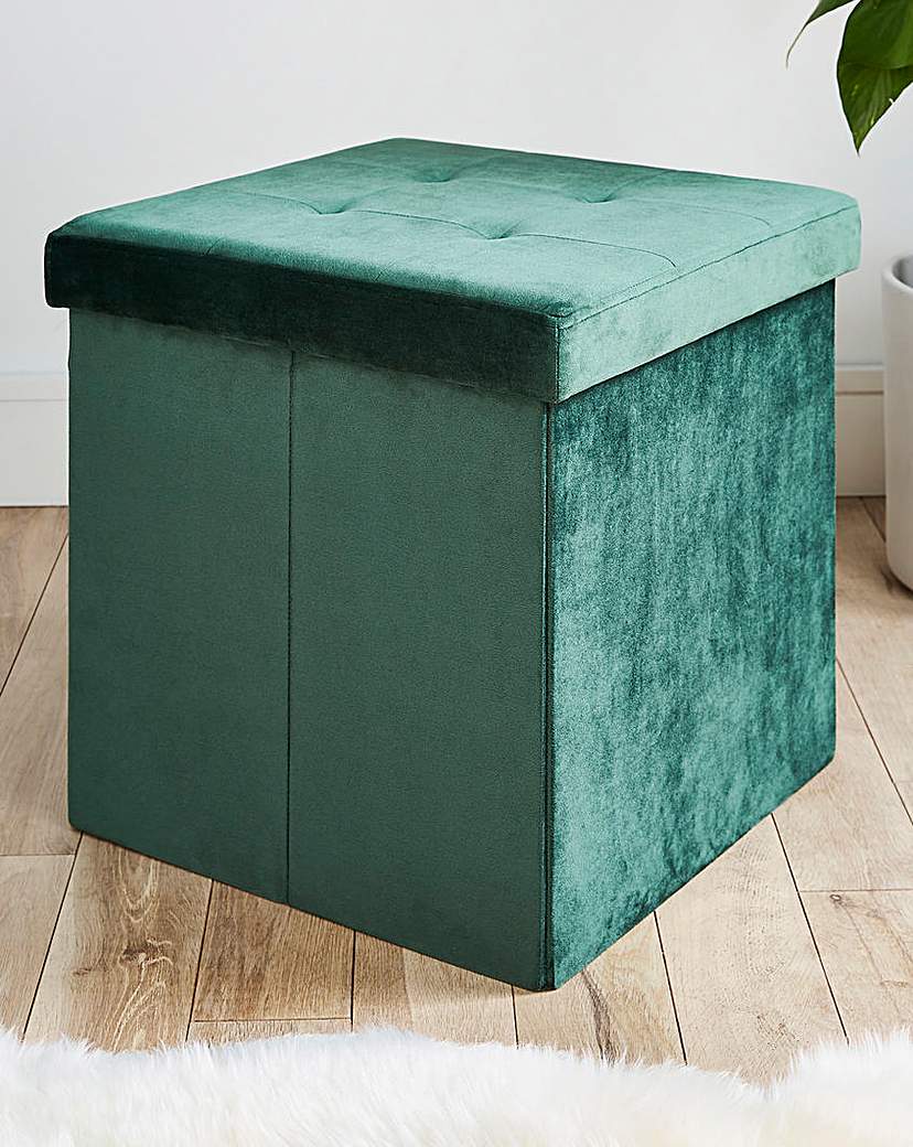 Green Velvet Storage Ottoman