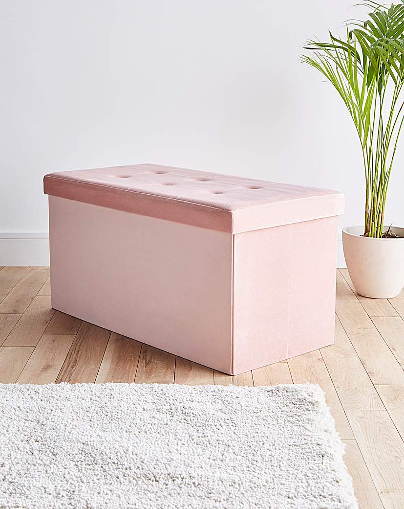 Blush Velvet Storage Ottoman