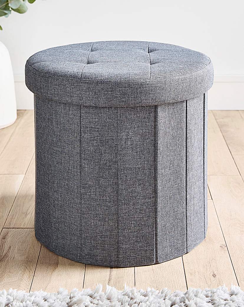 Charcoal Round Fabric Storage Box - Charcoal
