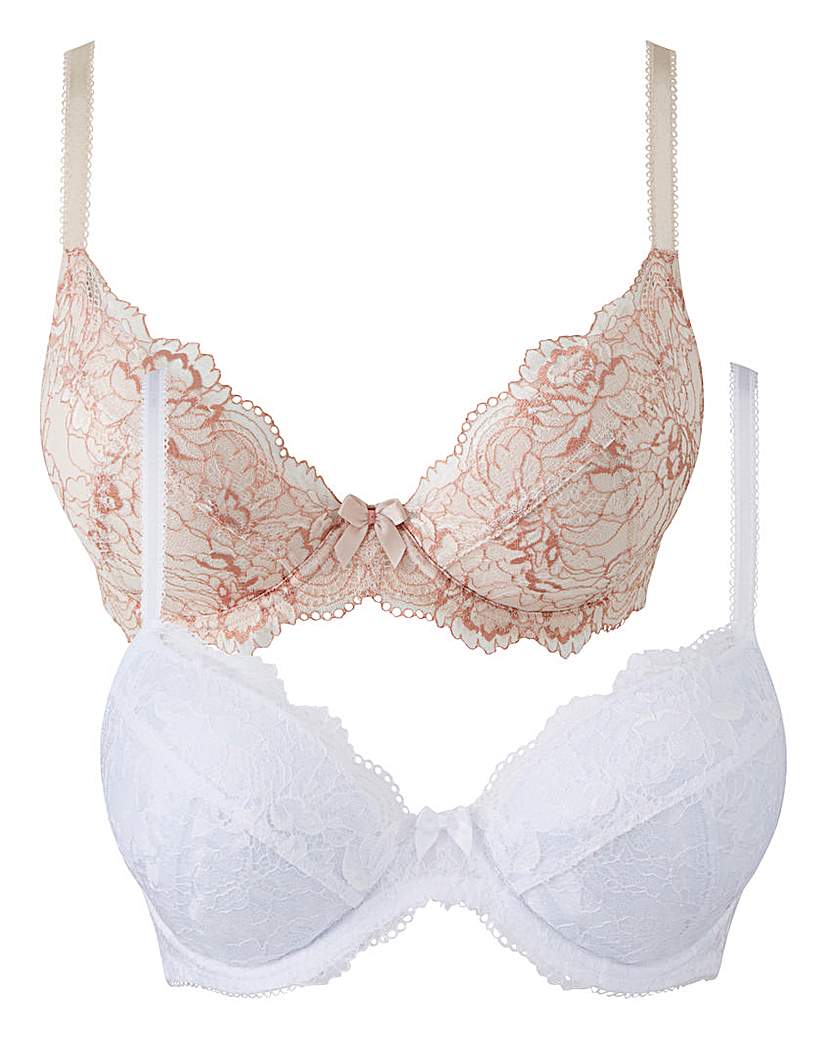 Image of 2Pack Ella Lace Plunge Blush/White Bras