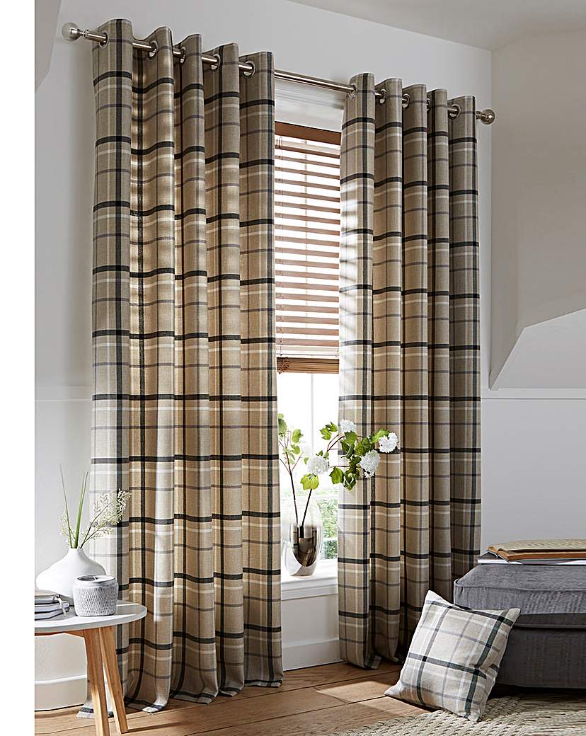 Hudson Check Light Filtering Curtains