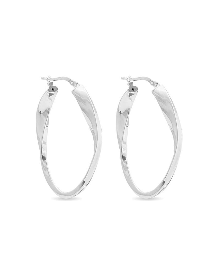Simply Silver Oval Twist Hoop Earrings
