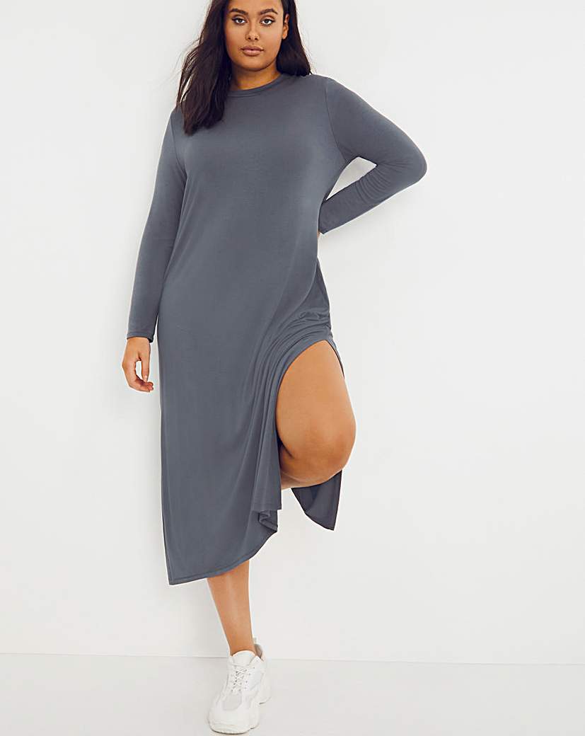 Side split outlet shirt dress