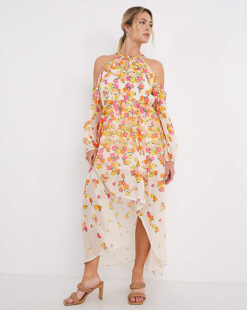 Boutique Floral Cold Shoulder Dress