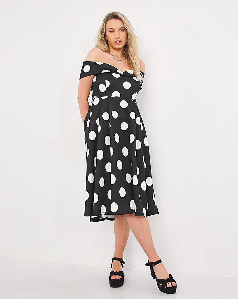 Scuba Bardot Midi Prom Dress