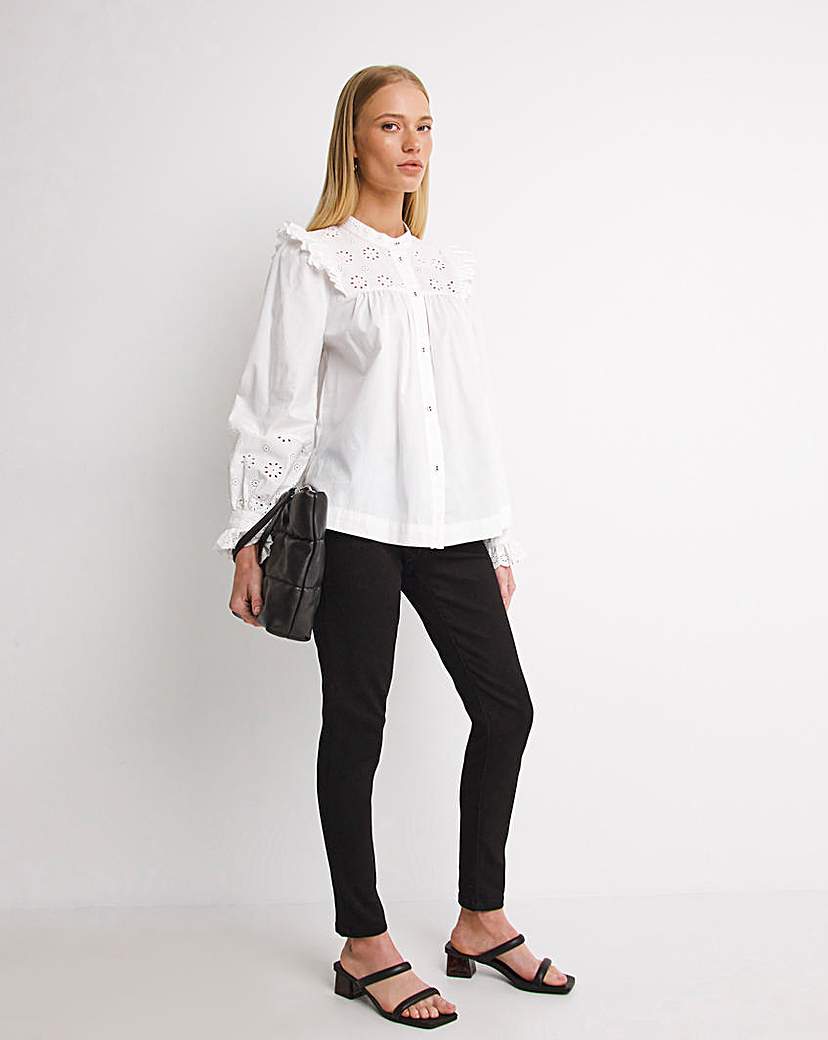 Whistles Broiderie Frill Sleeve Top