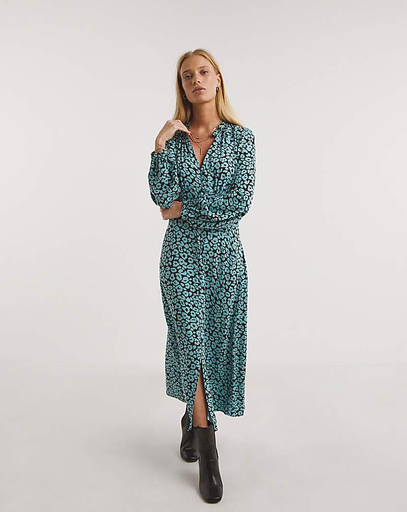 Whistles Fuzzy Leopard Midi Dress