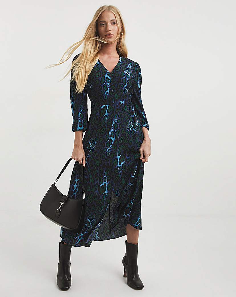 Whistles Night Cat Print Midi Dress