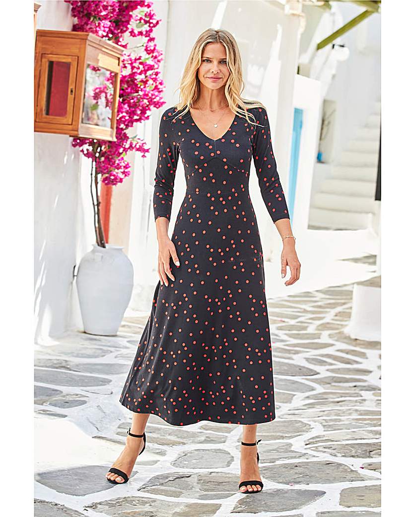 Sosandar Spot Print Jersey Midi Dress