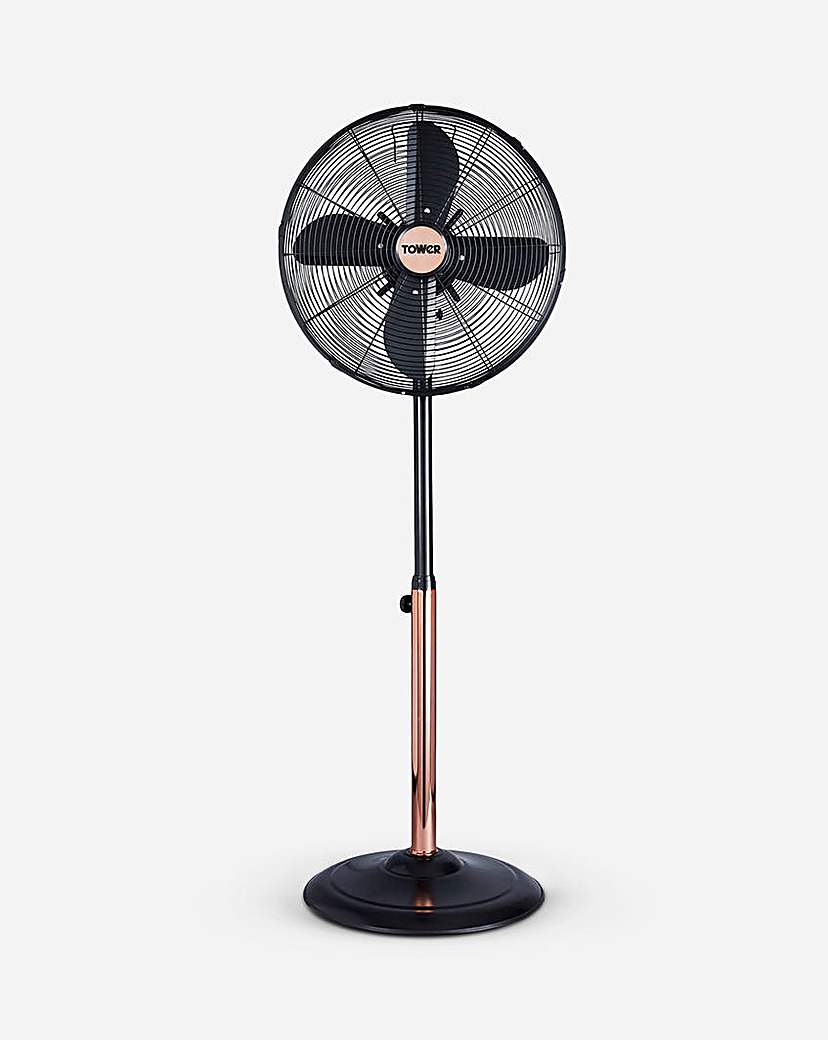 Image of Tower Metal Grey and Rose Gold Stand Fan