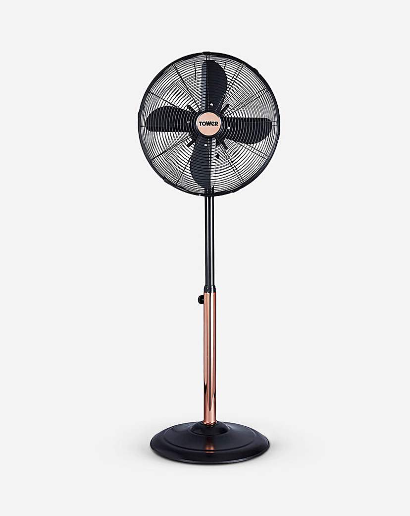 Tower Metal Black & Rose Gold Stand Fan