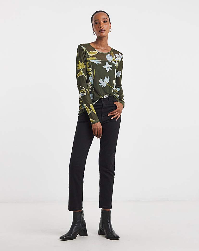 New In - Joe Browns Khaki Long Sleeve Mesh Top