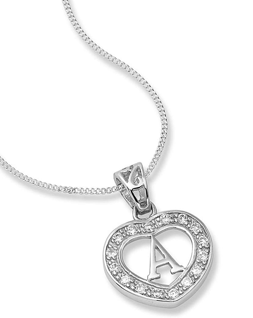 Sterling Silver Initial Heart Pendant