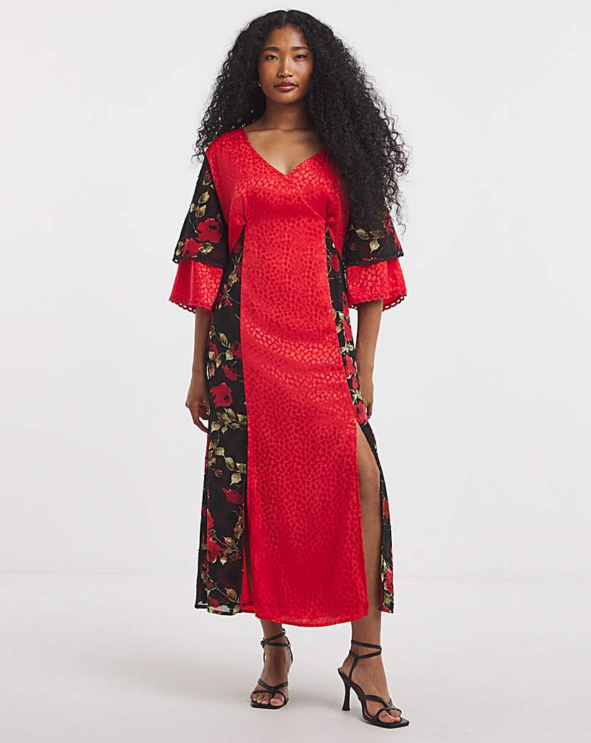 Lovedrobe Mixed Print Split Dress