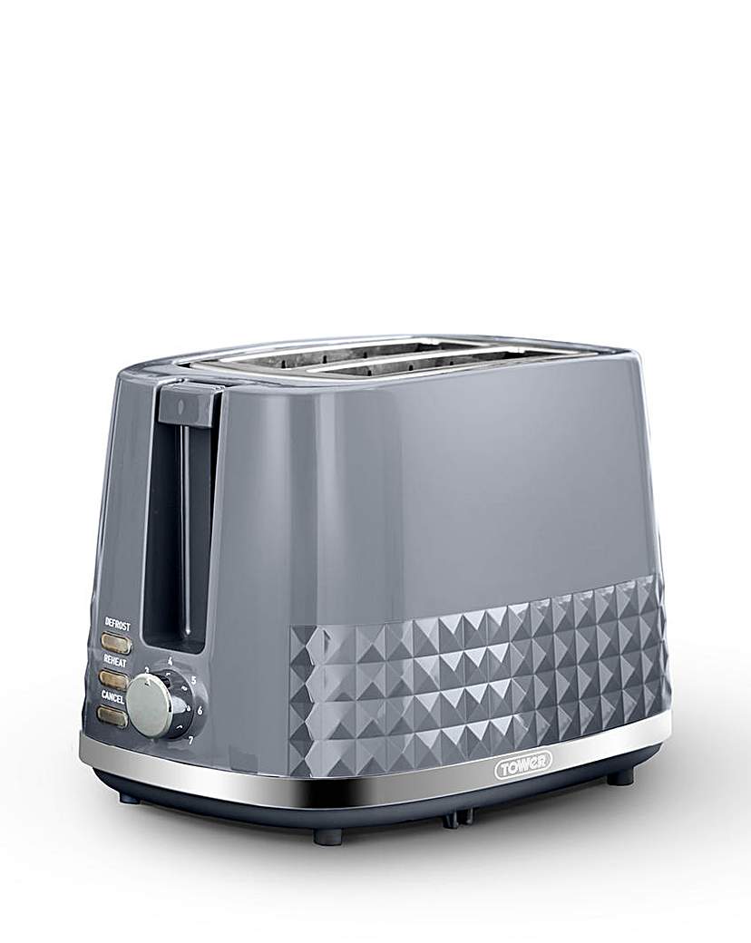 Image of Tower Solitaire Grey 2 Slice Toaster