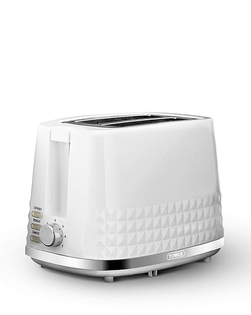 Image of Tower Solitaire White 2 Slice Toaster